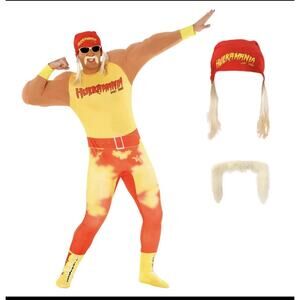 Mens Official WWE Hulk Hogan Costume Tash Adult Wrestling Legend Wrestler Suit M